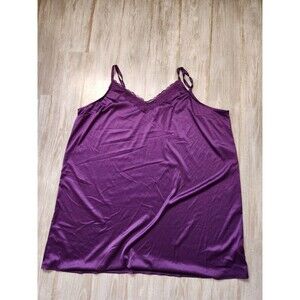 Torrid Sleep Satin Lace Detail Babydoll Gown Cami Purple Soft Stretch Sz 5X EUC